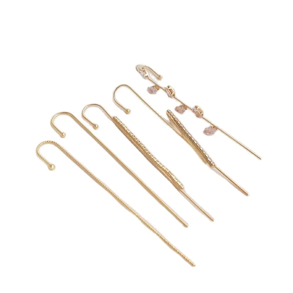 

14K gold-wrapped zircon piercing nail integrated auricle ear bone clip earpin DIY personality accessories
