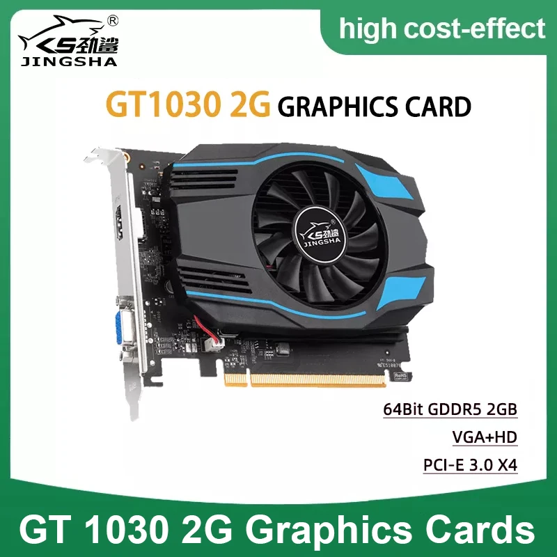 Видеокарта JINGSHA GT 1030 2 Гб 10 серии GT1030 видеокарты NVIDIA 64-битная видеокарта GDDR5 PCIE X4 3 0