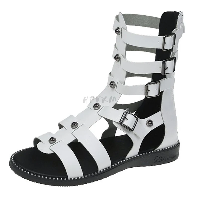 

Punk Buckle Hollow Out Gladiator Sandals Women 2022 Summer Back Zipper Platform Boots Woman Thick Sole Goth Shoes Mujer