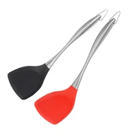 kitchen non stick flat bottom spatula stainless steel handle integrated silicone shovel