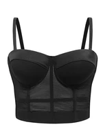 sexy black transparent bra mesh push up bralet womens tube top corset bustier bra club party crop top lingerie plus size