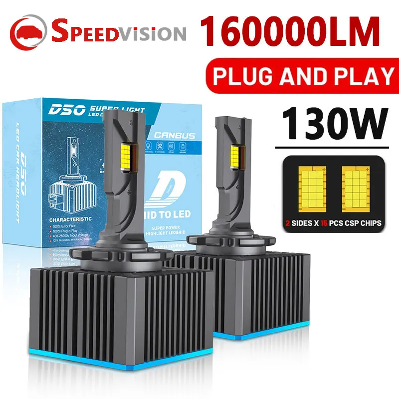 D3S светодиодный фары HID D1S D2S D4S D5S D8S D1R D2R D3R 160000LM двойная медная трубка CSP Chip 6000K 12V