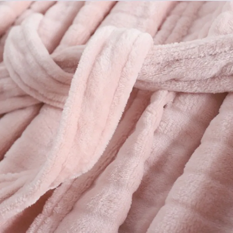 Ladies Nightdress Simple Warm Long Skirt With Hat Fleece Pink Nightgown Leisure Wear Robes