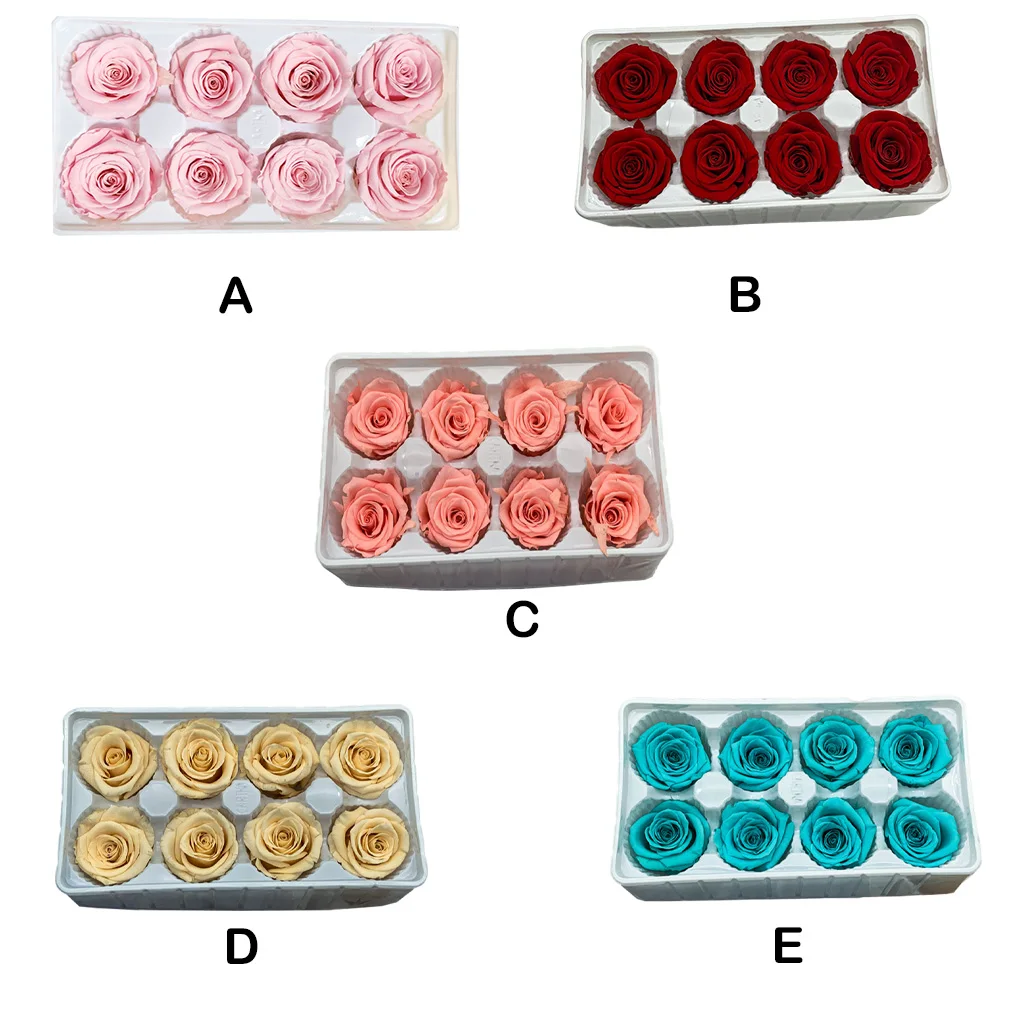 

8 шт. сохраненных роз в коробке, Вечные цветы, неувядающие розы, материал, букет, красочный подарок на день рождения, свадебные украшения, красный