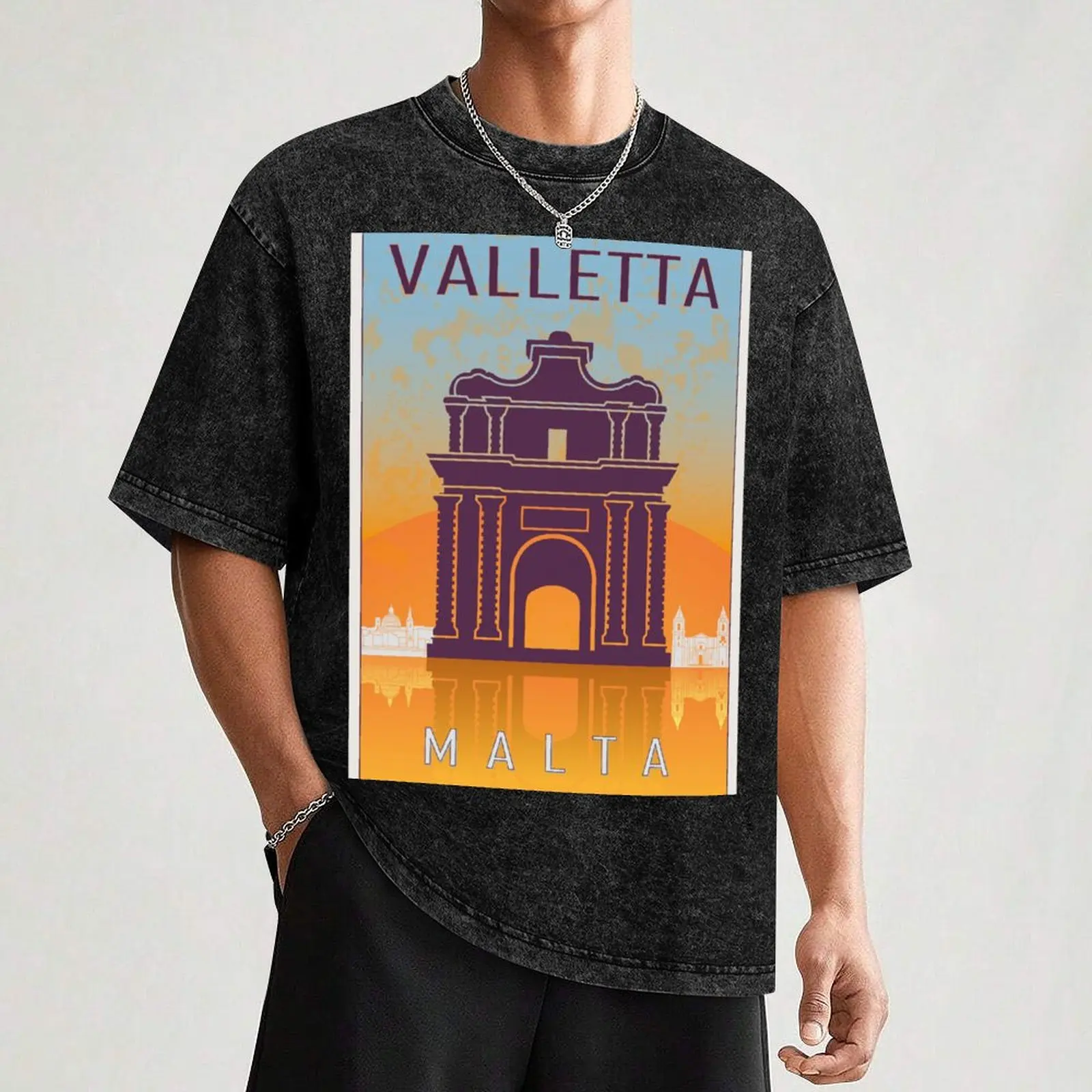 Valletta винтажная футболка с плакатом хлопок