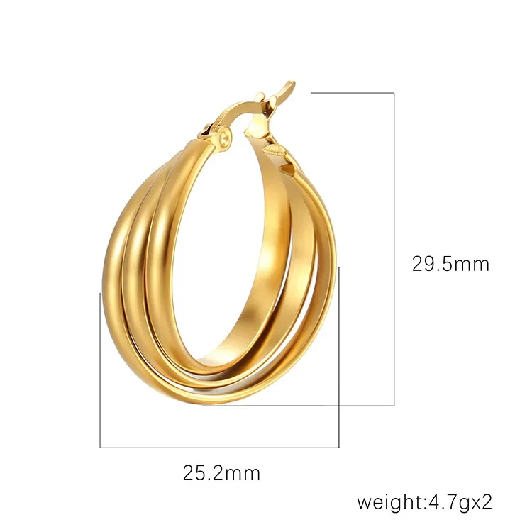 Showfay тройные серьги-кольца из нержавеющей стали для женщин C-образные