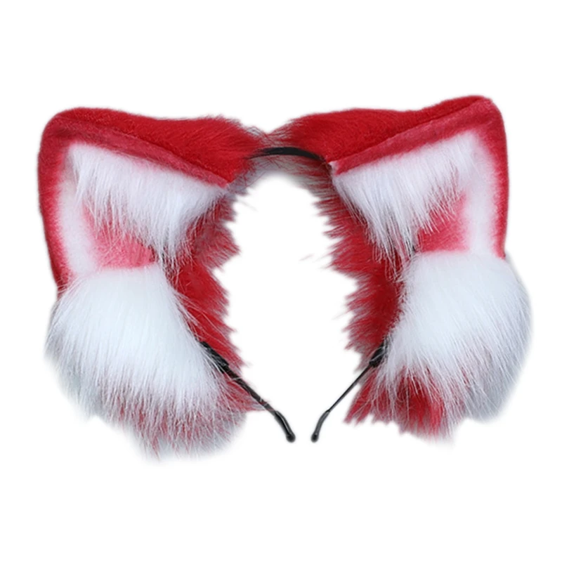 2022 cosplay  Faux Fur Kitten Wolf Ears Headband Furry Plush Animal Hair Hoop Cosplay Costume  Dropshipping