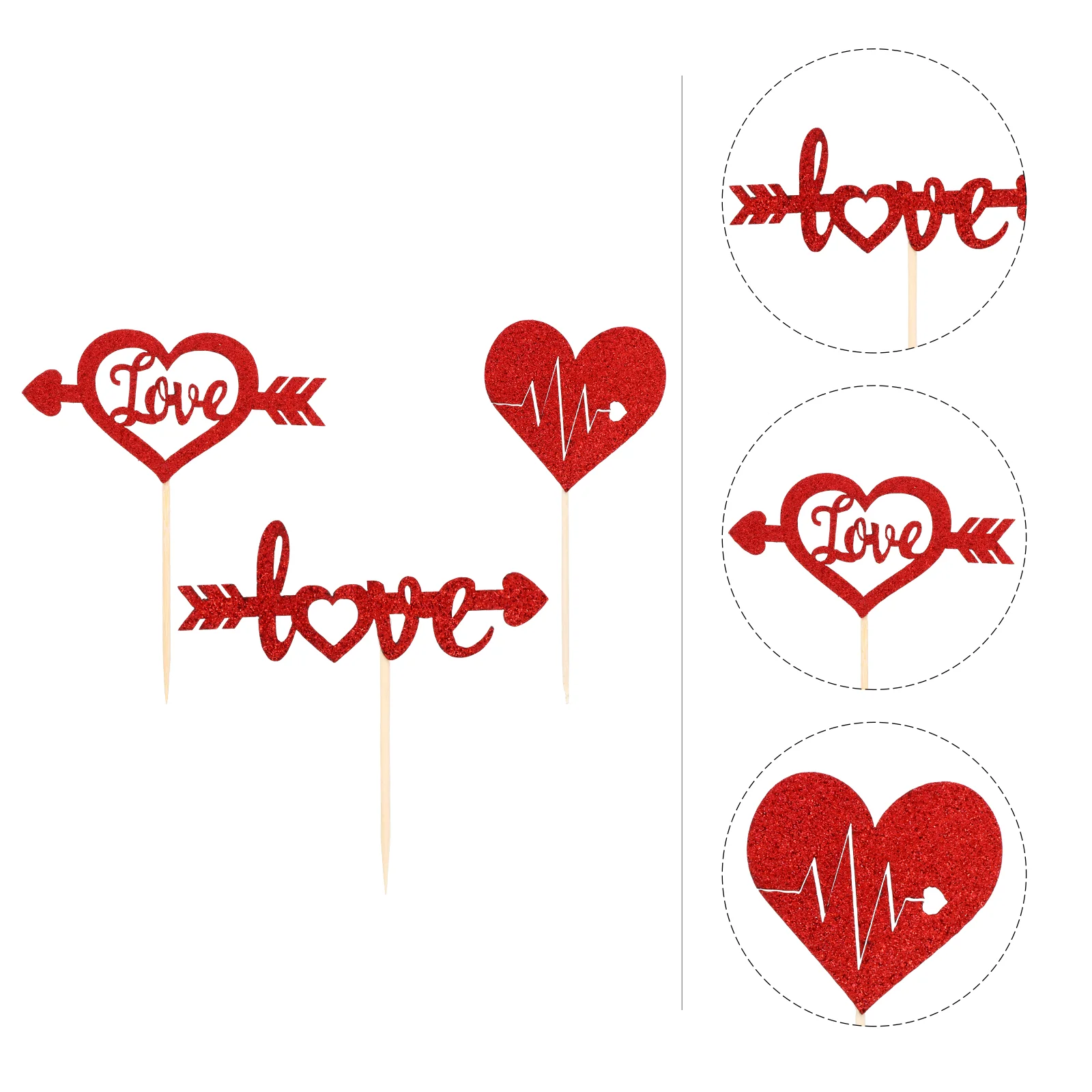 

Cupcake Picks Toppers Wedding Love Heart Topper Cupake Birthday Anniversary Bridal Shower Valentines Fruit Cake Decoration