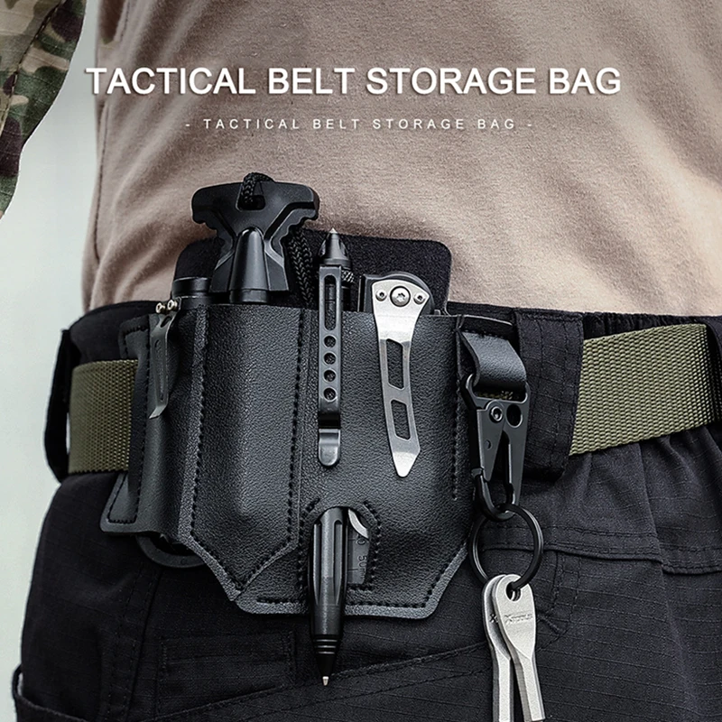 

Waist Hanging Pocket Case Sheath Leather Flashlight Multifunction Outdoor Organizer Belt Tool Camping Tactical Pouch Belt