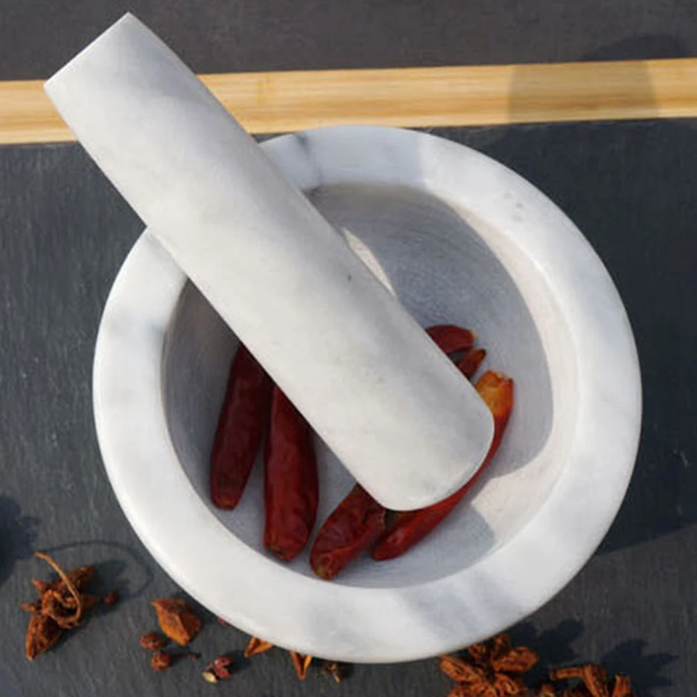 Набор мраморной ступы и пестика чаша с ложкой инструменты для приправ специй