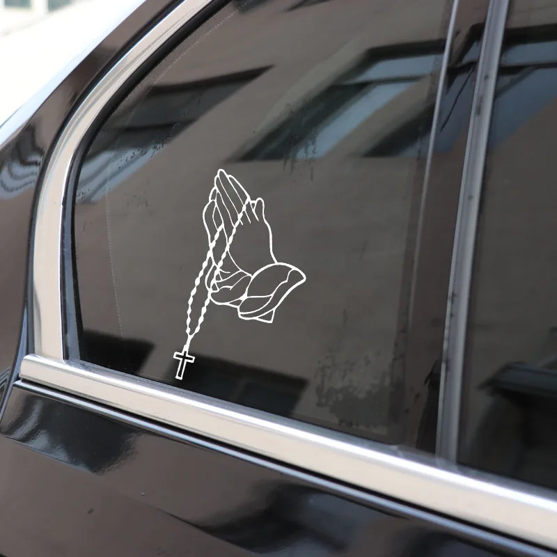 Веселый персонализированный наклейка на автомобиль с изображением молитвенной руки ПВХ для бампера, окна и всего кузова черно-белая 17см*10см.