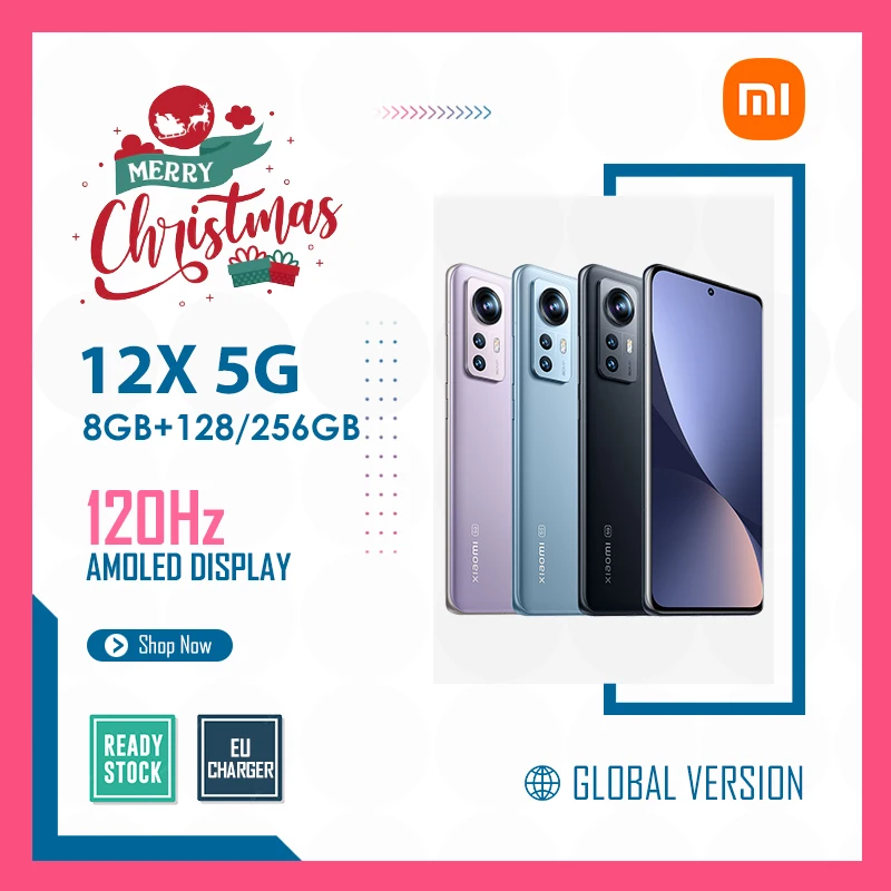 Original Xiaomi 12X 8GB 128GB 256GB Global Version 5G Cellphone NFC Snapdragon 870 6.28'' 120Hz Display 67W Charging 50MP Camera