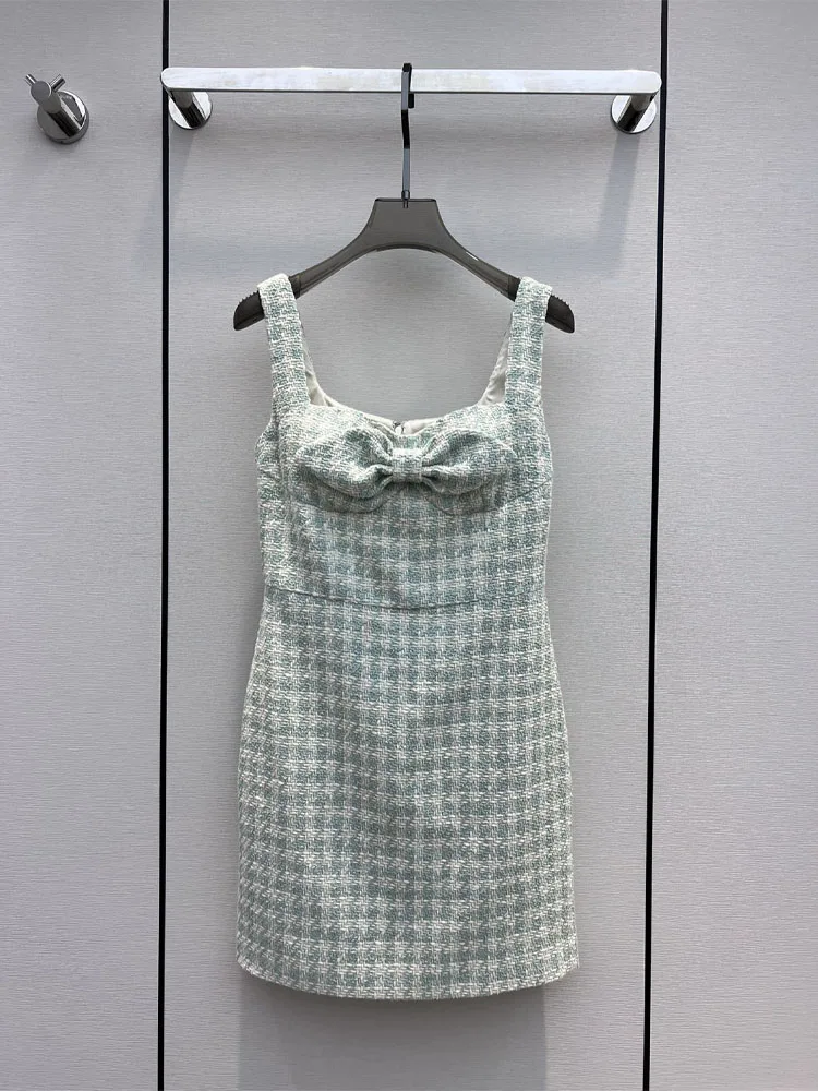 

2023 New Spring And Summer Women Fashion Temperament Comfortable Bow Knit Waistcoat Slip Dress