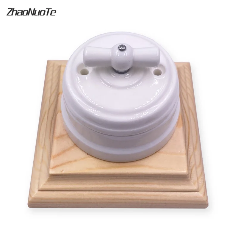 

Solid Wood Base Ceramics Switch Socket Wood Base Vintage Switch Chassis Retro Switch Seat Wood Color