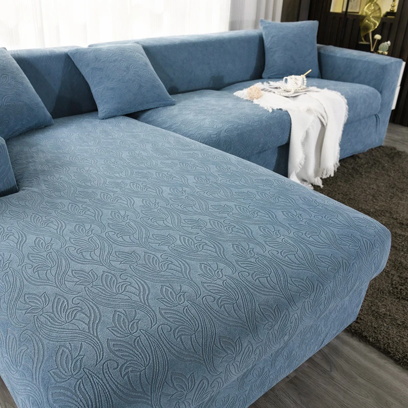 

New Jacquard Sofa Cover All-inclusive Dustproof Solid Color Elastic Sofa Cover Four Seasons L-shaped Corner Sofa Covers