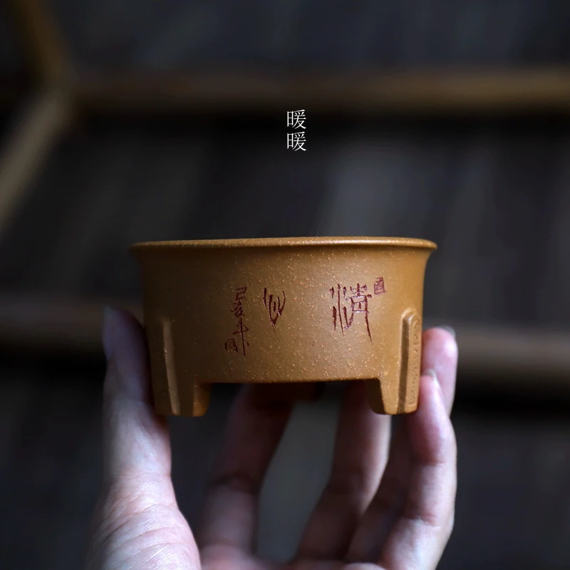 

Purple Send Bonsai Pot Tradition China Carved Succulents Garden Decoration