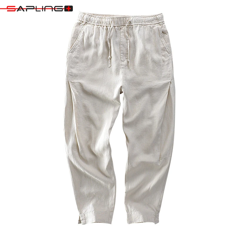 

Summer Men's Trousers Loose Linen Pant Casual Youth Male Fashion Wide-leg Pant Breathable Comfortable Literary Ankle Length Pant