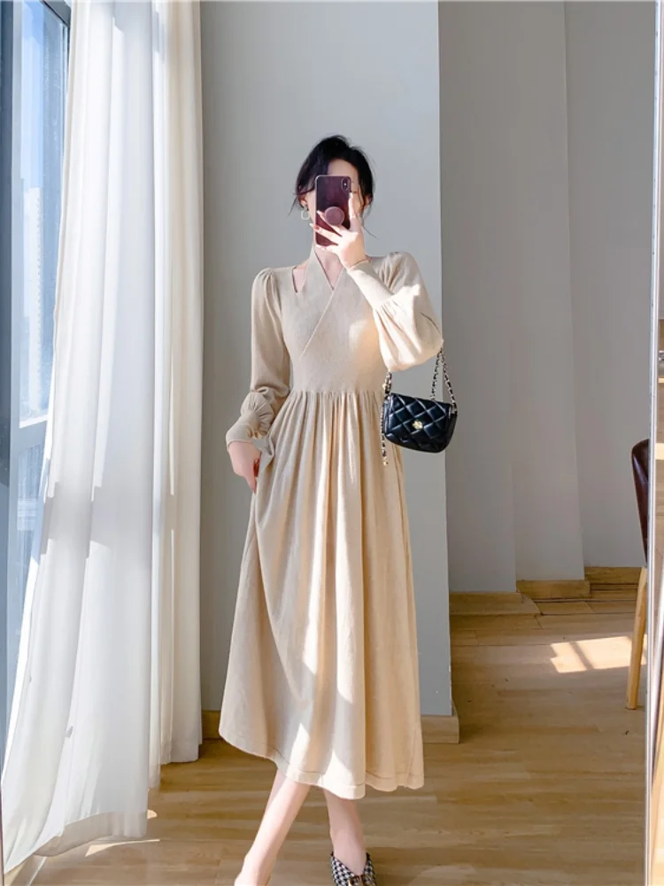 Женское вязаное платье-свитер SMTHMA элегантное облегающее платье во французском