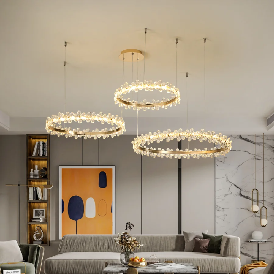 

Nordic Living Room Ring Crystal Flower Led Chandelier Creative Bedroom Hotel Club Combination New Butterfly LED Chandelier