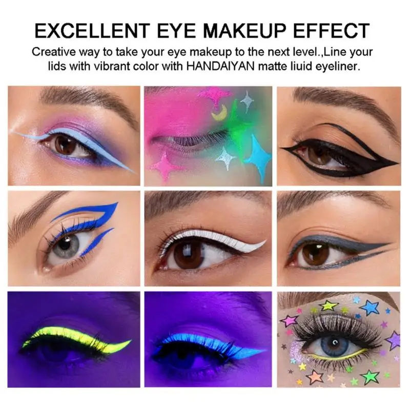 

12Pcs Colored Eyeliners Matte Liquid Eyeliner Set Eye Makeup Eye Liner Kit Vibrant Glowing Waterproof Eyeliner Pen Quick-Drying