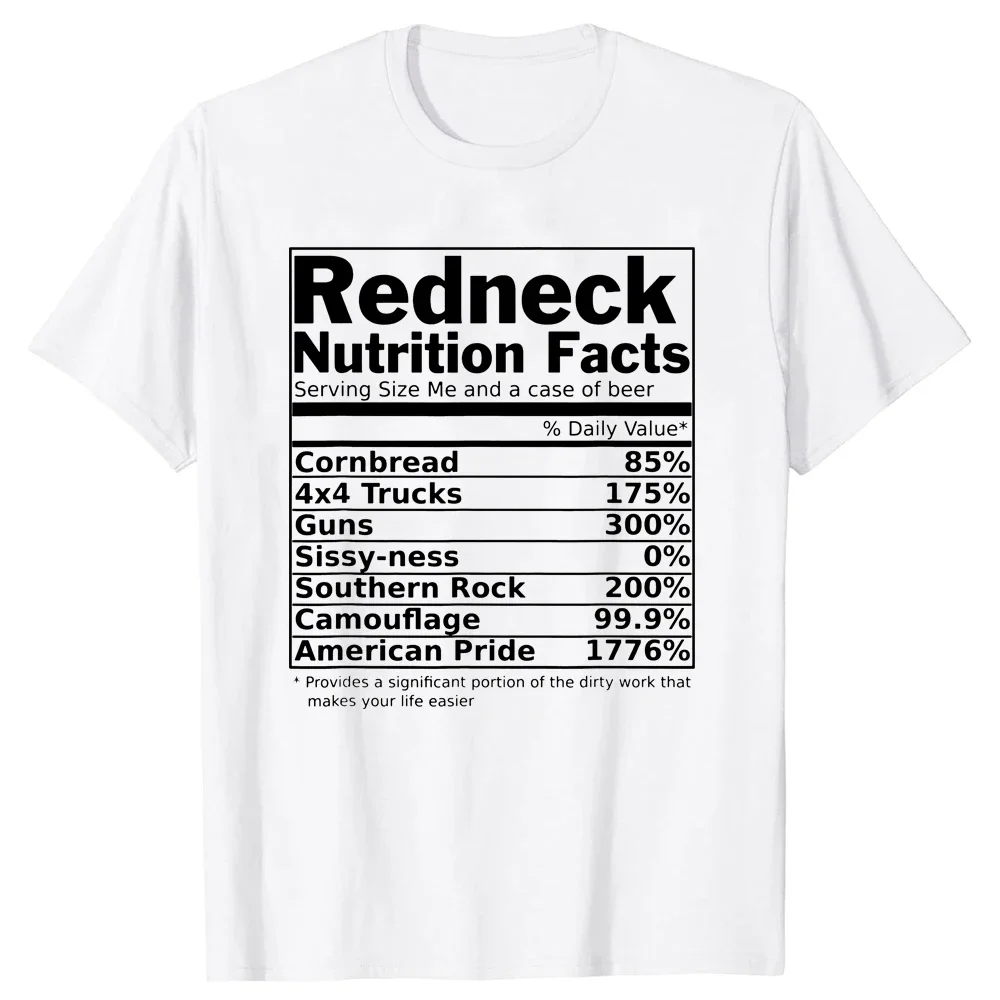 Забавная футболка Redneck Nutrition Facts уличные топы рубашки хлопковые футболки для