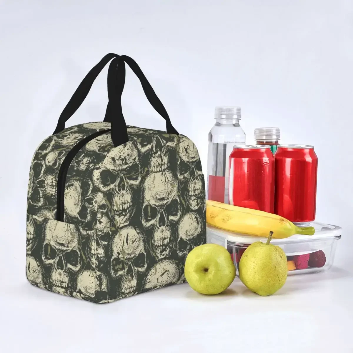 Сумка для ланча в стиле гранж с изображением зловещих черепов