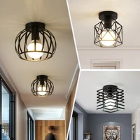 semi flush mount ceiling light retro industrial metal cage ceiling lamps for porch hallway kitchen bathroom lightinge27220v