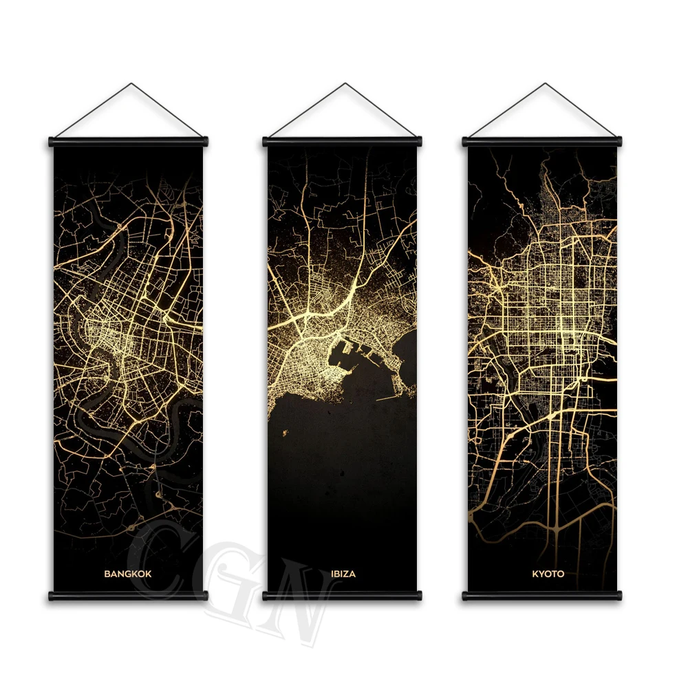 

United States Map City Home Decor Poster Paintings for Living Room Decoration Bedroom Canvas Scroll Prints Pictures Wall Art