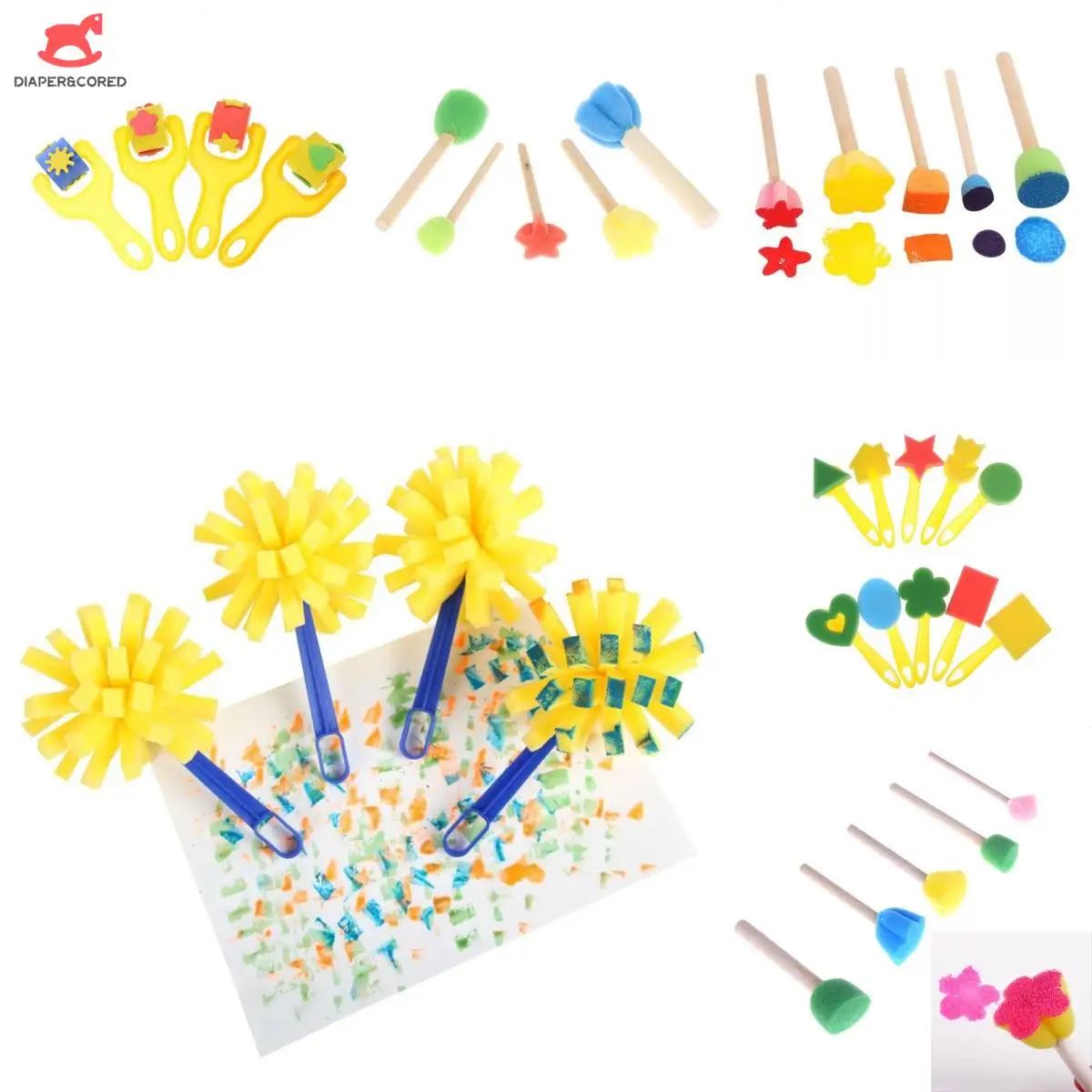 

1/4/5pcs Children Sponge Paint Brushes Graffiti Drawing Tools Early Educational Painting Arts DIY Crafts Toys