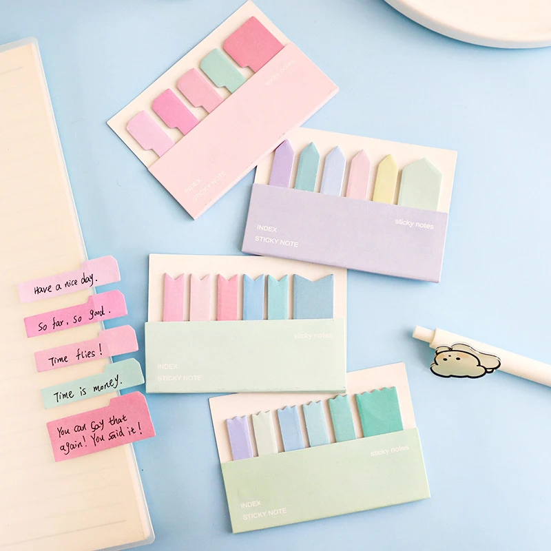 

120sheets Macaroon Color Self Adhesive Memo Pad Sticky Notes Bookmark Marker Memo Sticker Strong Viscosity Paper Office