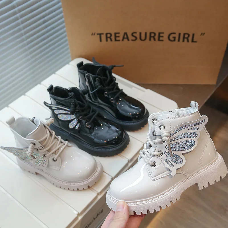 

Осенняя мультяшная детская кожаная обувь корейское издание ботинки принцессы для девочек Студенческая Повседневная обувь