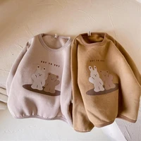 winter new children warm sweatshirt cute cartoon bear bunny print kids long sleeve sweatshirt cotton boys girls casual tops 1 6y