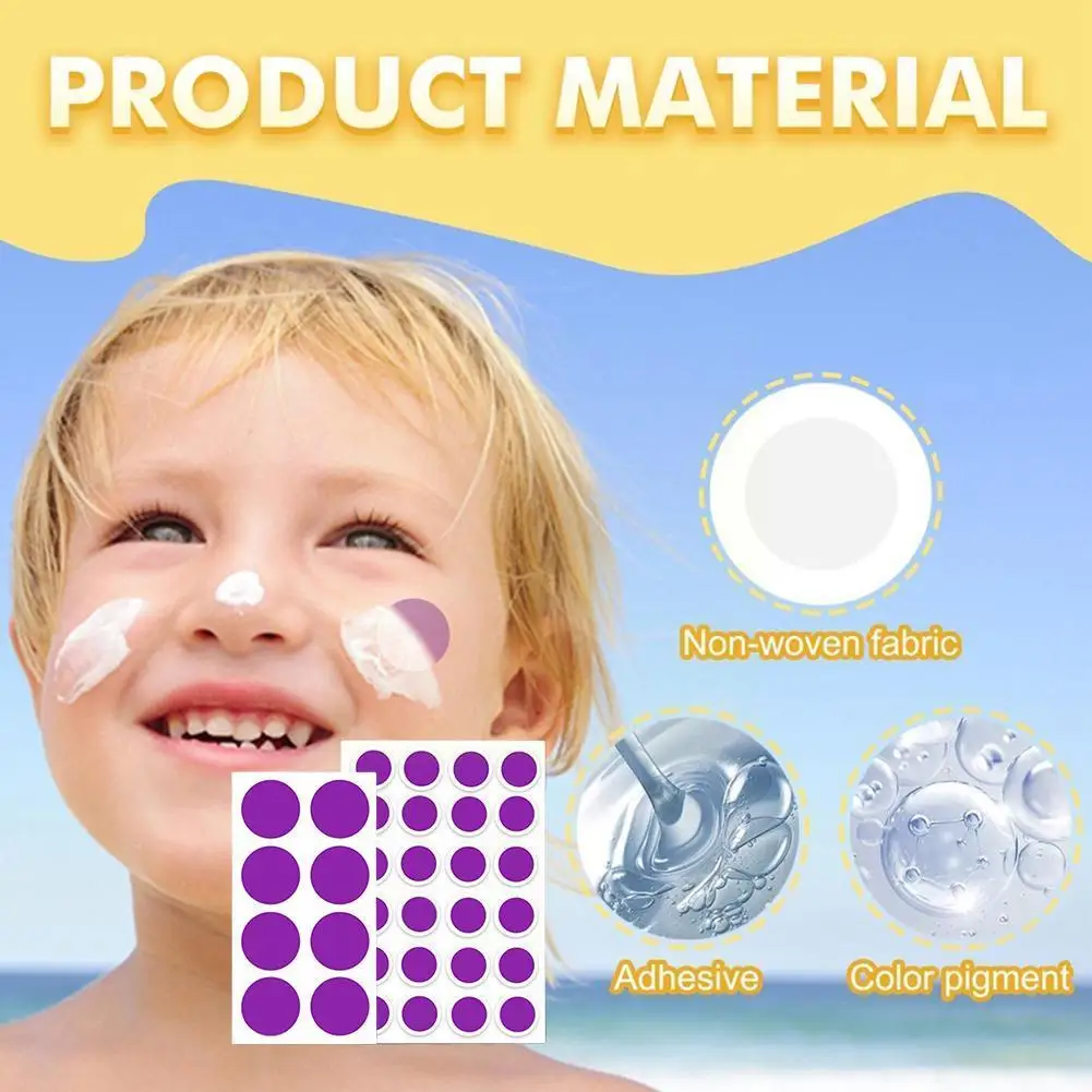 

8/24pcs UV Stickers For Sunscreen, UV Detecting Patches UV Sunscreen Protector Facial Sun Block Patch UV Dots Sun Stickers C1B9