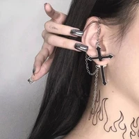 1pcs gothic black enameled cross stud earrings hiphop accessories modern minimalist geometric dangle earrings jewelry gift