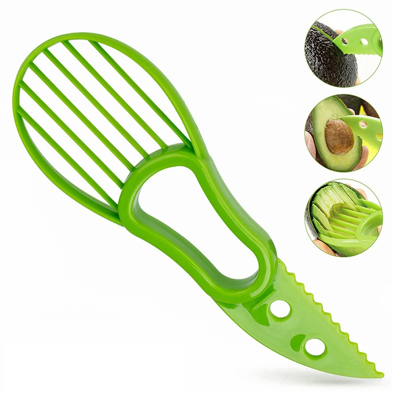 

3 In 1 Avocado Slicer Shea Corer Butter Fruit Peeler Cutter Pulp Separator Plastic Knife Kitchen Vegetable Tools Kitchen Gadgets