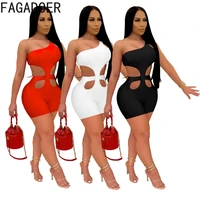 fagadoer women playsuit solid sleeveless hollow out off shoulder rompers sexy bodycon night clubwear casual one piece streetwear