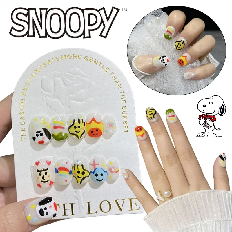 Искусственные накладные ногти Kawaii Snoopy милые Мультяшные для девушек съемные