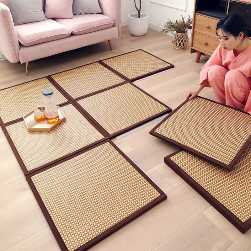 

Japanese Rattan Carpet Nordic Baby Rug Children Crawling Mat Thick Tatami Carpet Living Room Bedroom Summer Parlor Customized