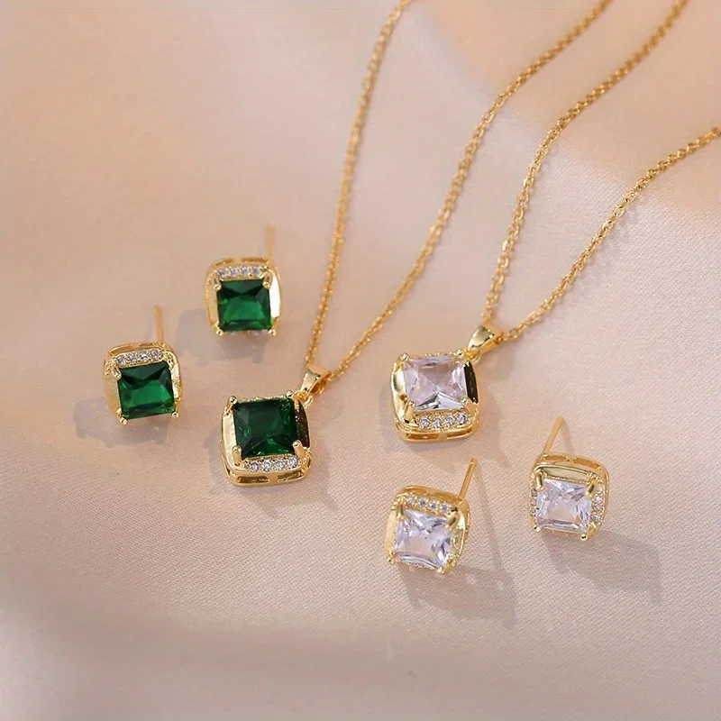 Fashion3 шт./компл. элегантное геометрическое квадратное ожерелье с подвеской из