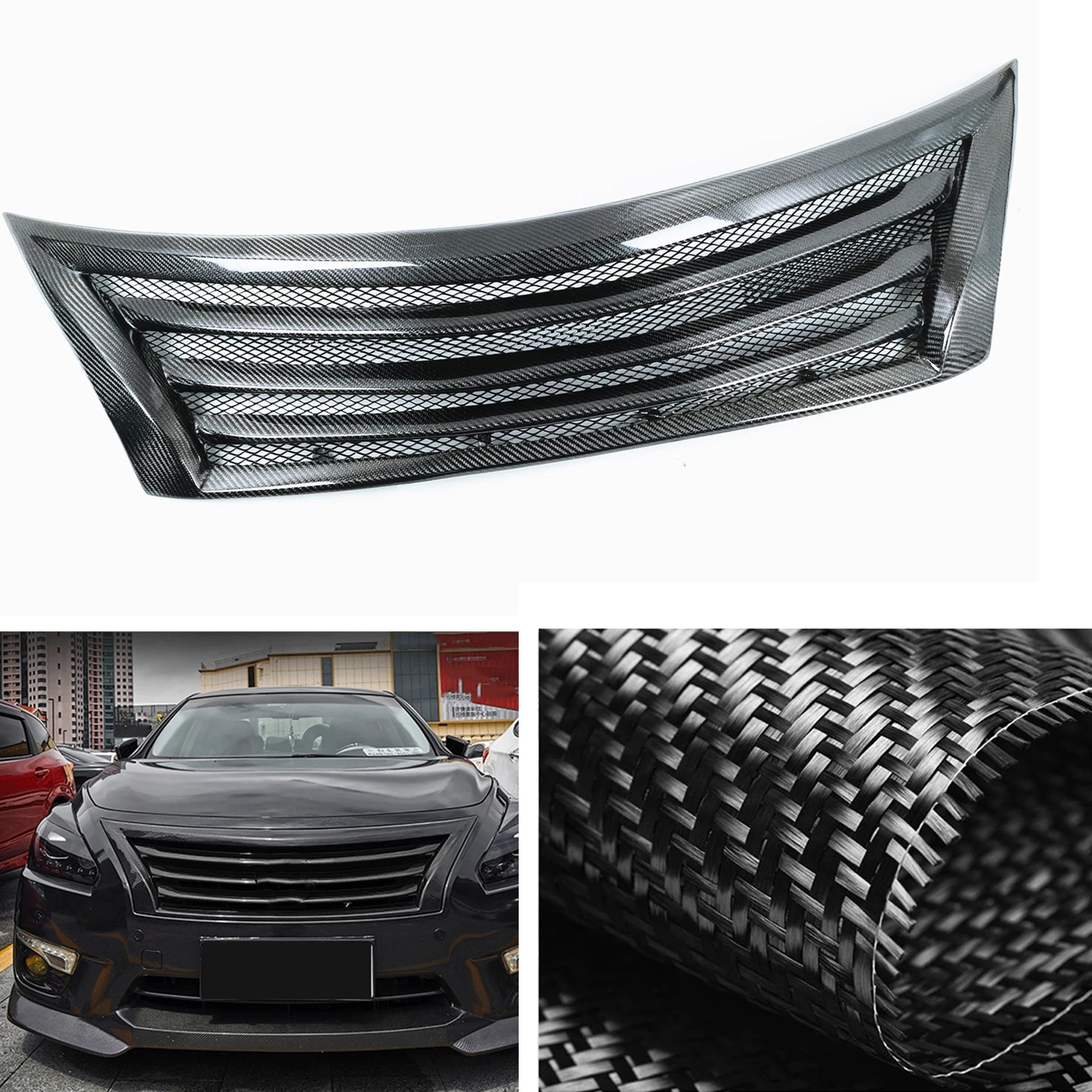 

Передняя решетка для Nissan Teana Altima 2013, 2014, 2015, гоночные решетки из настоящего углеродного волокна/стекловолокна, верхний бампер автомобиля, аналогичная сетка