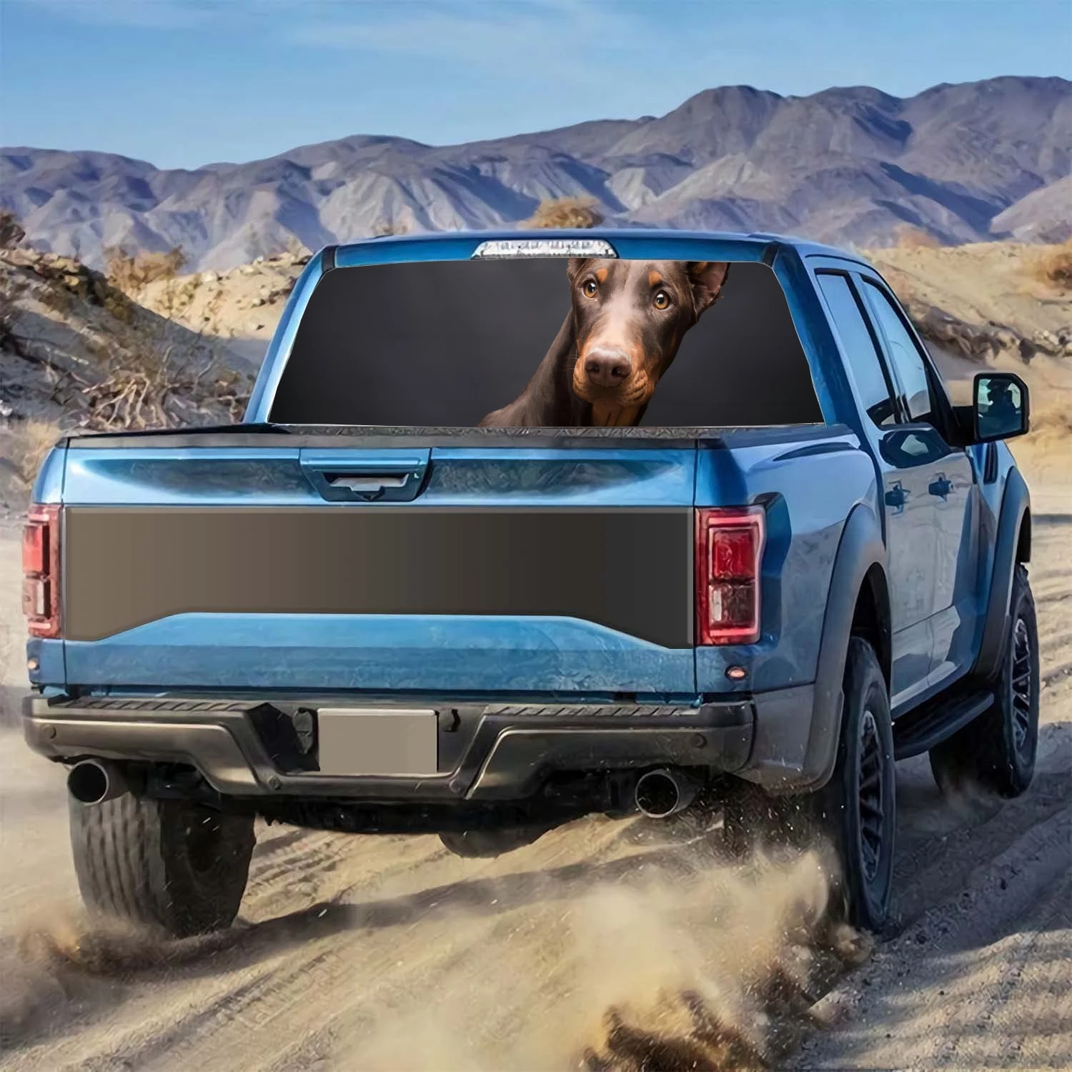 Doberman Pinscher Автомобильная фотография грузовик перфорированная виниловая живопись