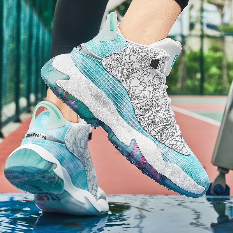 Autumn And Winter New Basketball Shoes Are Available In Many Colors Couple's High Cut Thick Sole Leather Is Popular