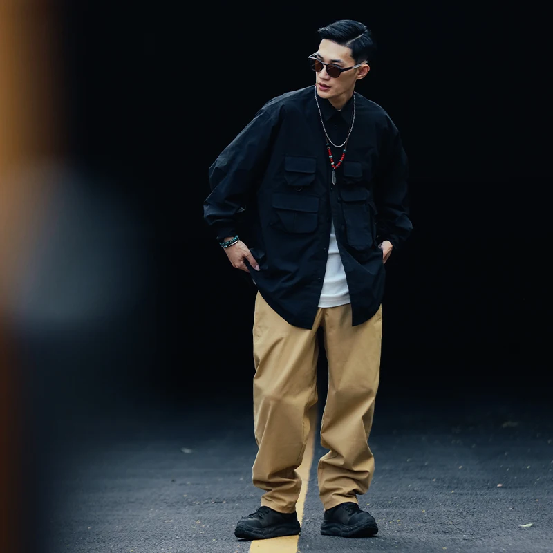 

Men's Baggy Cargo Pants 2022 New Hip Hop Casual Male Joggers Trousers Fashion Harajuku Streetwear Vibe Pants Khaki/Milk white
