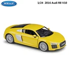 Модель автомобиля WELLY масштаб 1:24, литая машина, игрушки 2016 Audi R8 V10, высокий симулятор, игрушечный автомобиль из металлического сплава для детей, коллекция подарков