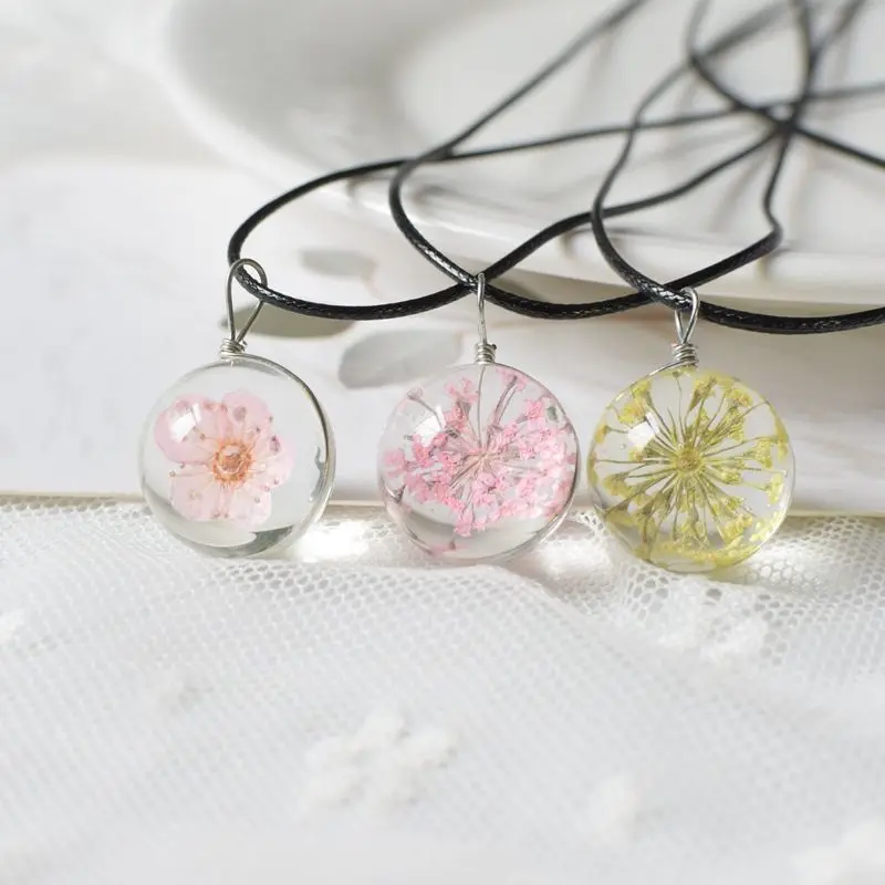 

Unique Dried Flower Necklace Fashion Women Pendant Necklace Summer Natural Real Flower Girls Necklace Immortal Flower Jewelry