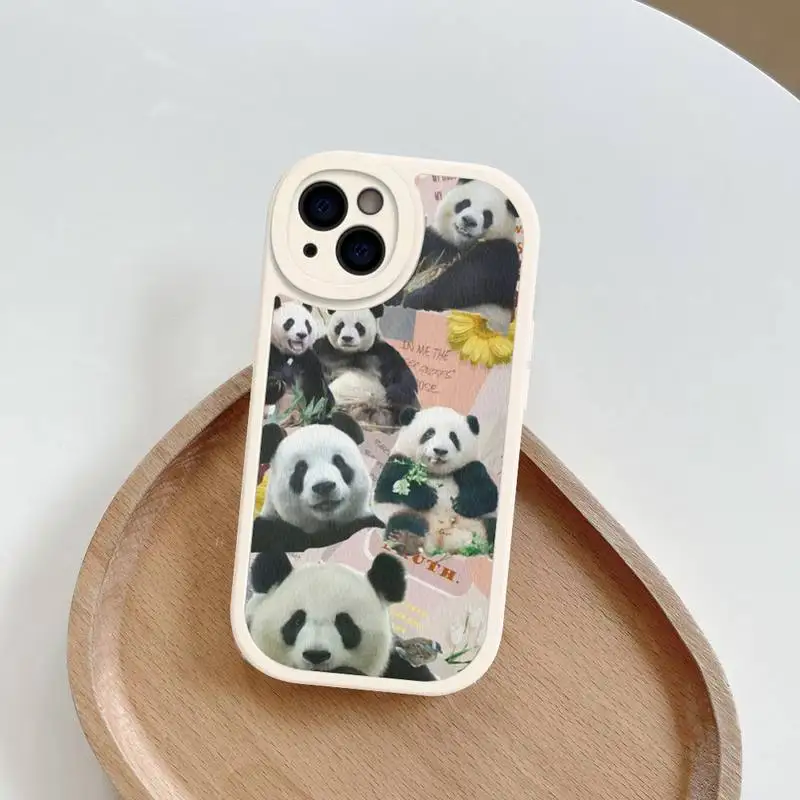 Fun Panda Phone Case Hard Leather For iPhone 14 13 12 Mini 11 14 Pro Max Xs X Xr 7 8 Plus