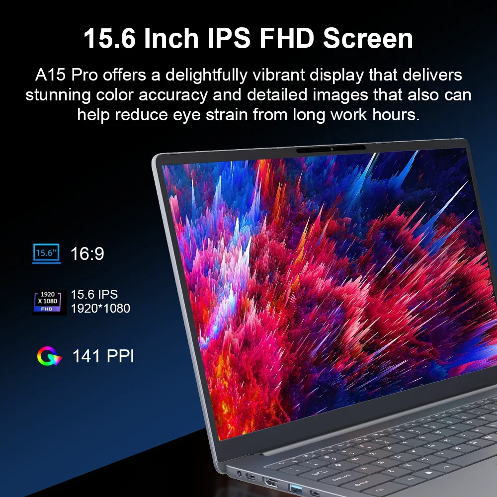 Фото Ноутбук Ninkear A15 Pro 15.6'' FHD, AMD Ryzen 5 5500U, 16 ГБ ОЗУ, 512 ГБ SSD, Windows 11, WiFi 6, сканер отпечатков пальцев №3