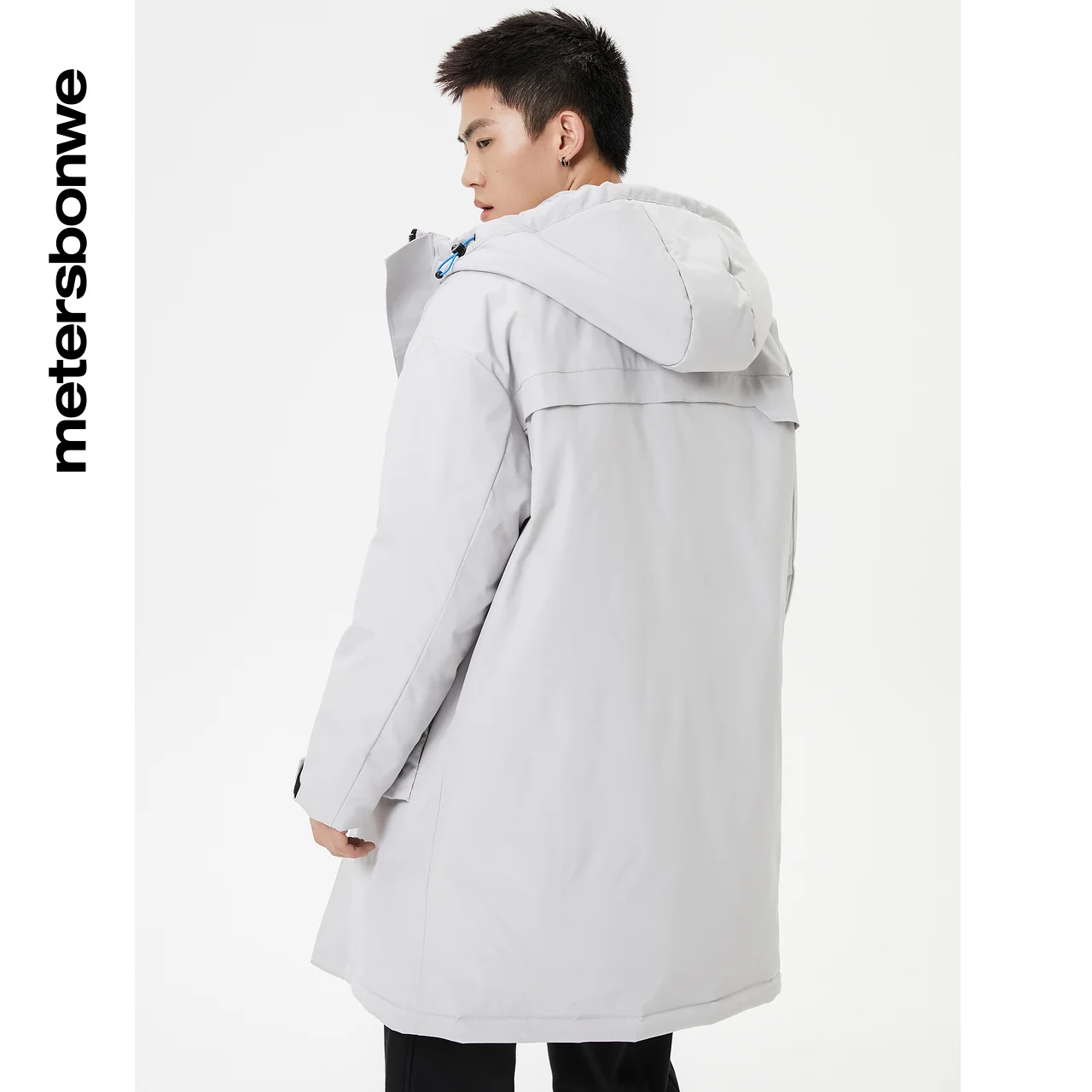 Metersbonwe Long Down Jacket Men Winter 80% Gray Duck Down Hooded Men Anti-snow Winter Down Coat Brand Loose Outerwear Warm Coat