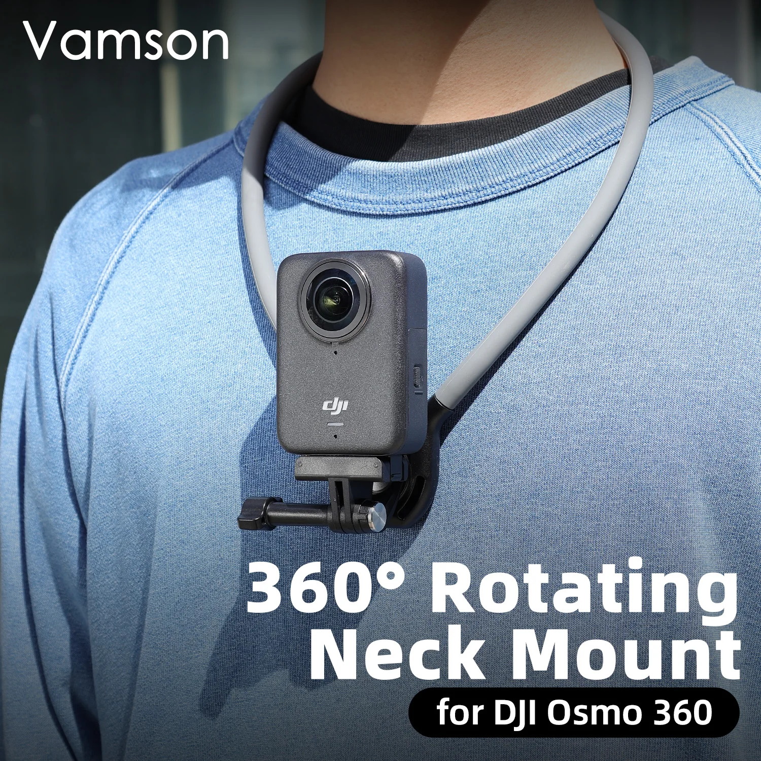 Фото Крепление на шею Vamson для DJI Osmo 360 °   Вращающийся силиконовый держатель для экшн-камеры: крепление на грудь для панорамной съемки без помощи рук №1
