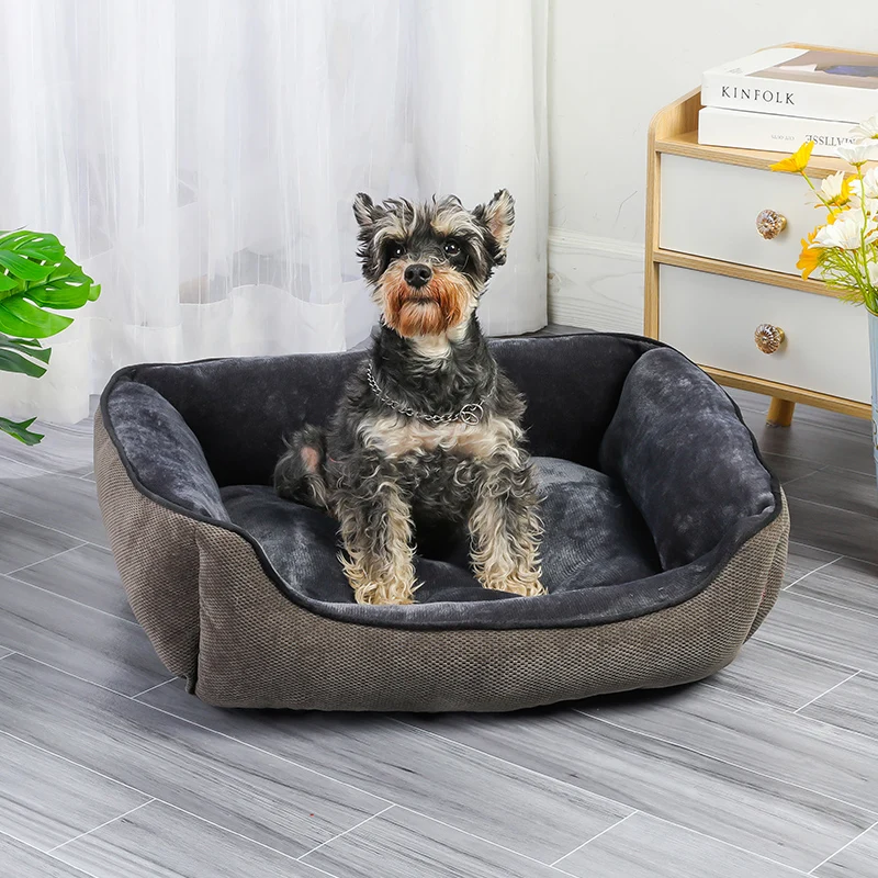 Online 2022 venda quente moda produtos para animais de estimação flanela simples cama de cão quadrado ninho de estimação macio e confortável sono profundo cama de gato